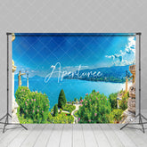 Aperturee - Aperturee Greenery Garden River Blue Sky Natural Scene Backdrop